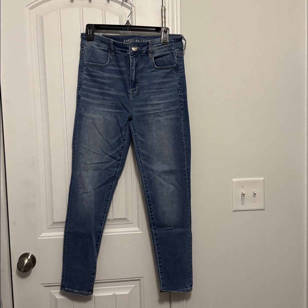 American Eagle Outfitters Light Blue Jeans with Tan Patch